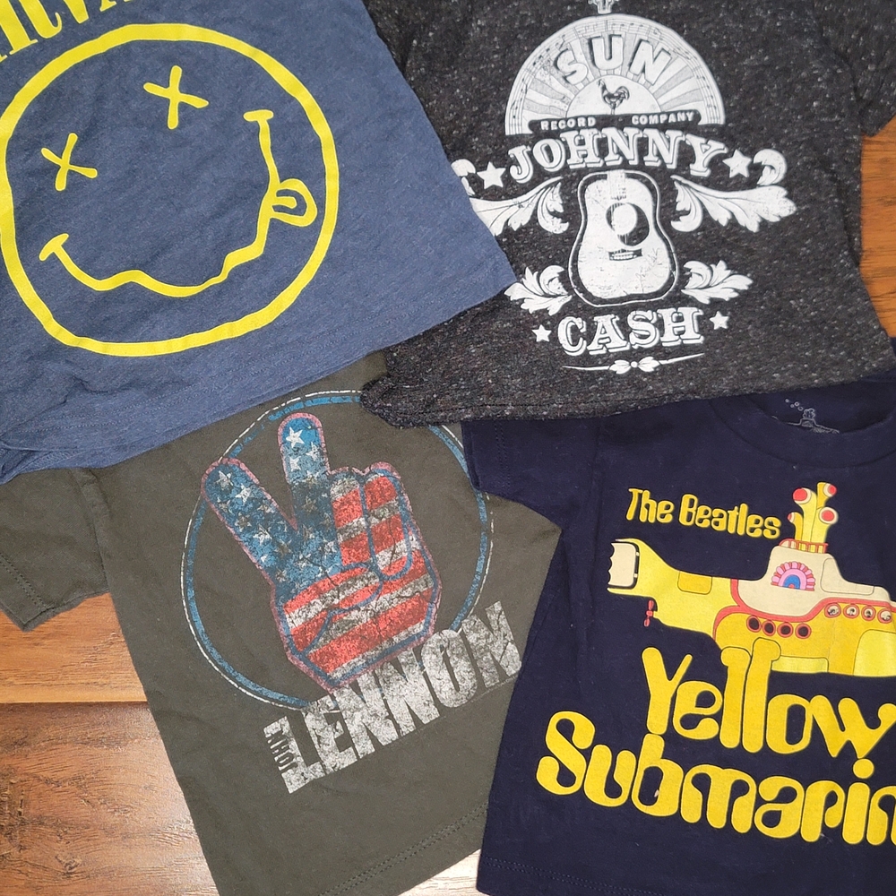 Kids Graphic T-Shirts Set - The Beatles, Johnny Cash, Nirvana, Lennon